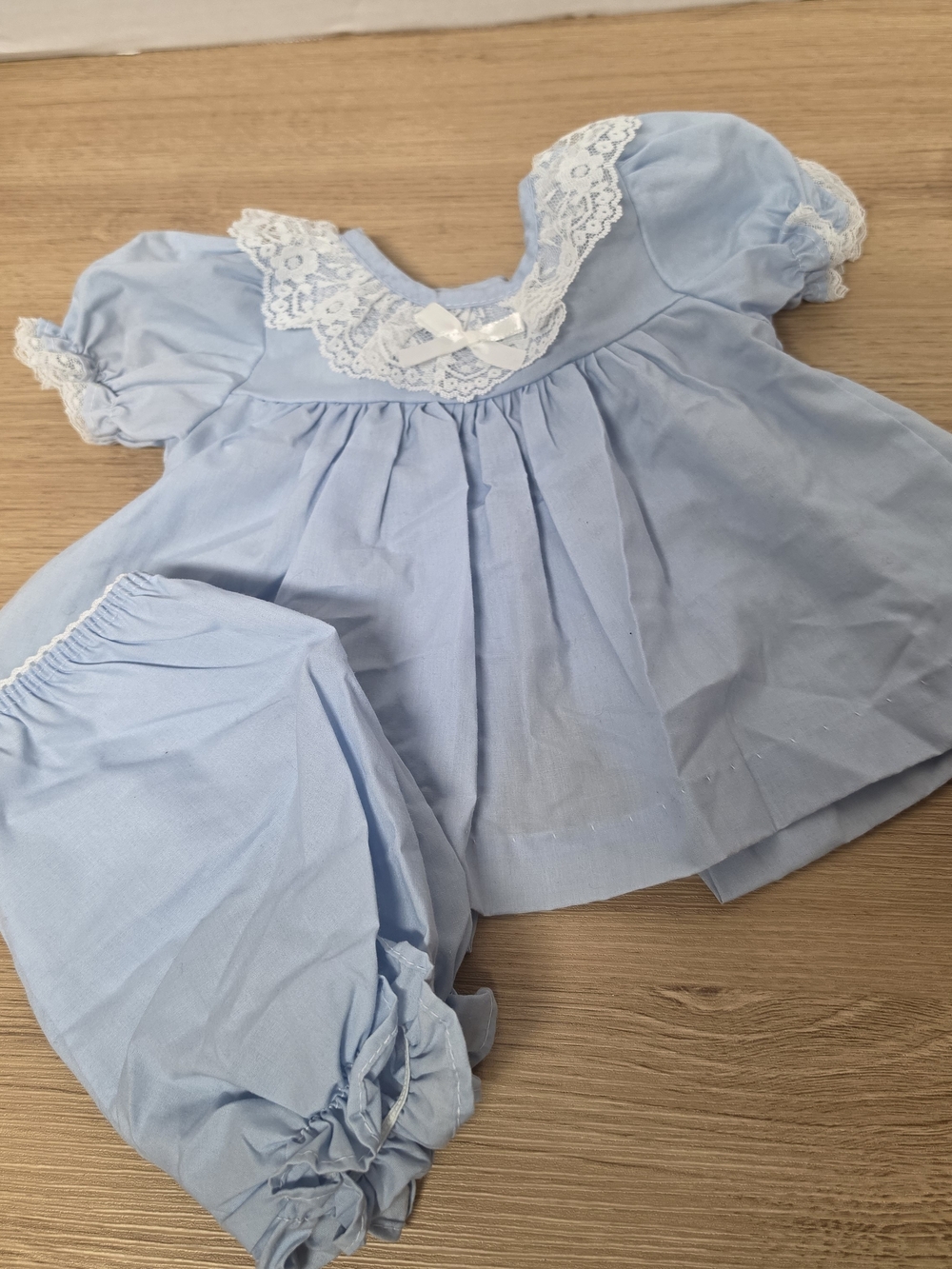 Vintage Little Miracles Baby Blue Infant Diaper & Bloomer Set  Size 3-6 Months